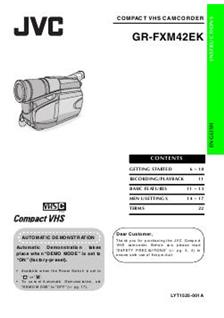 JVC GR FXM 42 manual. Camera Instructions.